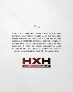 HombaleFilms With Hrithik Roshan #HRITHIKROSHANWithHombalefilms
