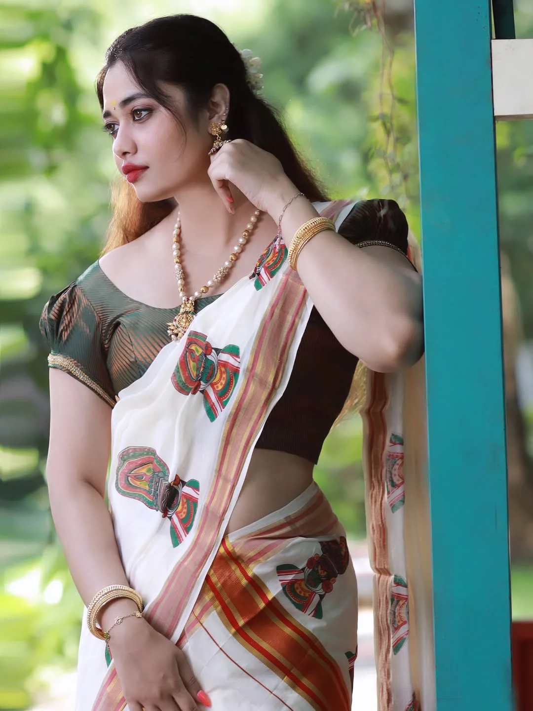 Ankita Kharat Kerala Style Saree Look