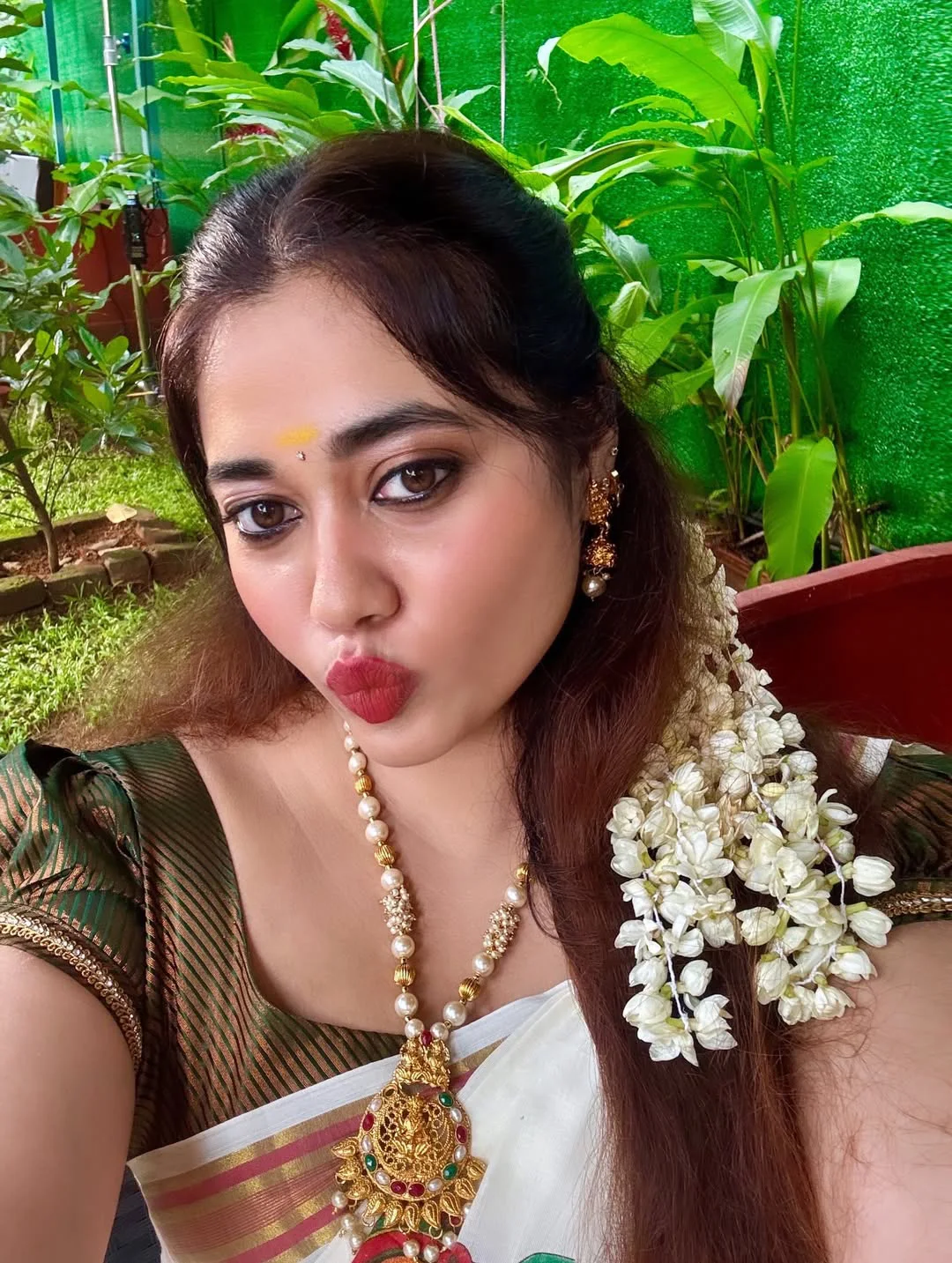 Ankita Kharat Kerala Style Saree Look
