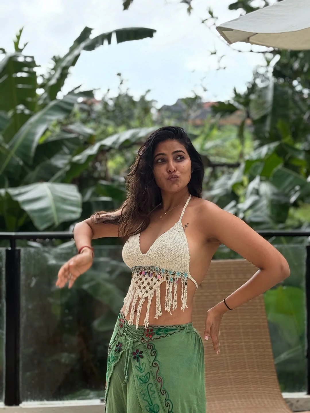 Divi Vadthya Enjoying in Rain