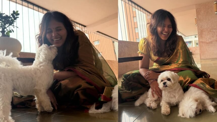 Anjali Cute Photos with her Pet Dogs