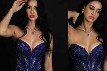 Disha Patani Dazzling Poses in Blue Dress