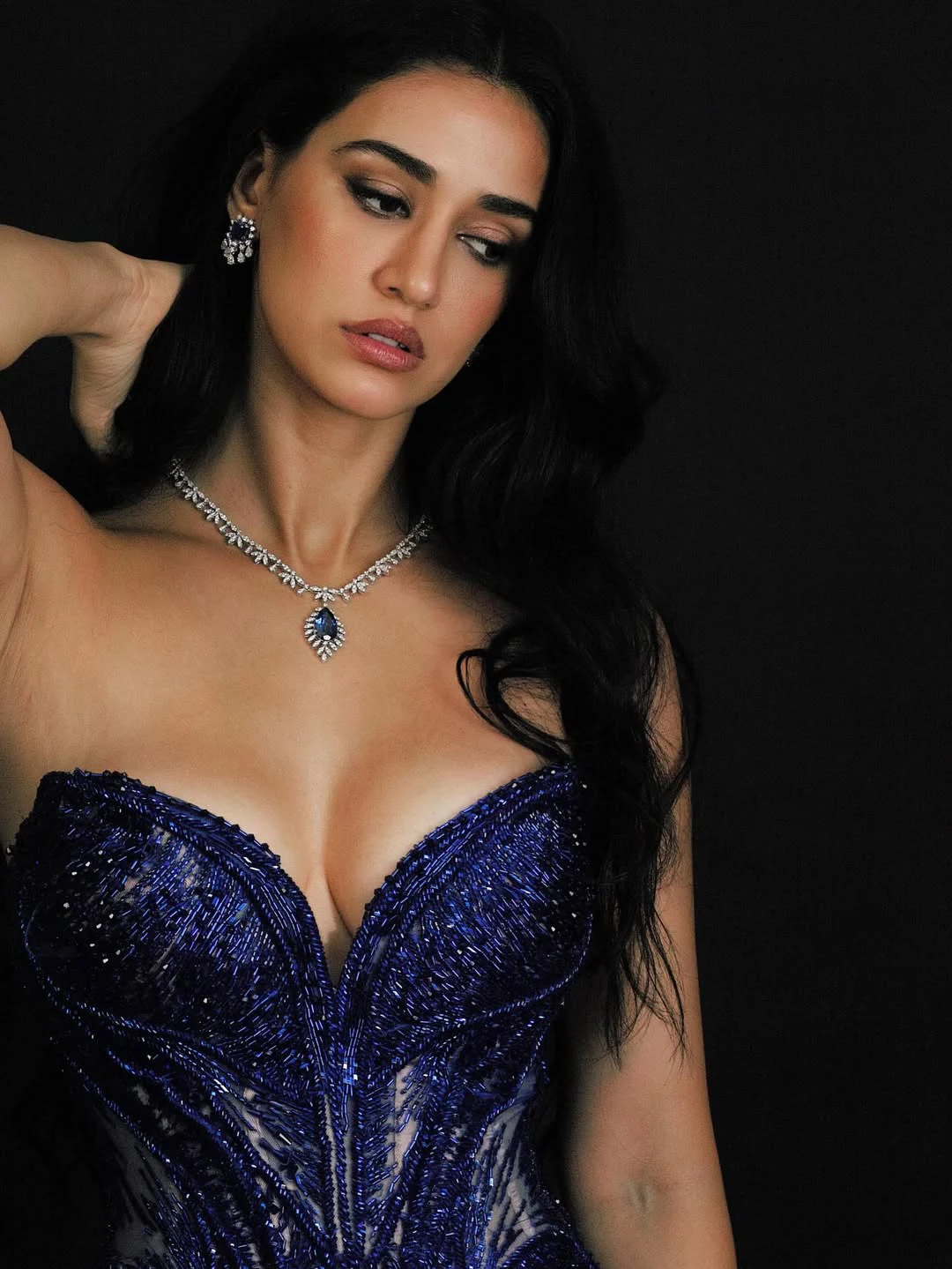Disha Patani Dazzling Poses in Blue Dress