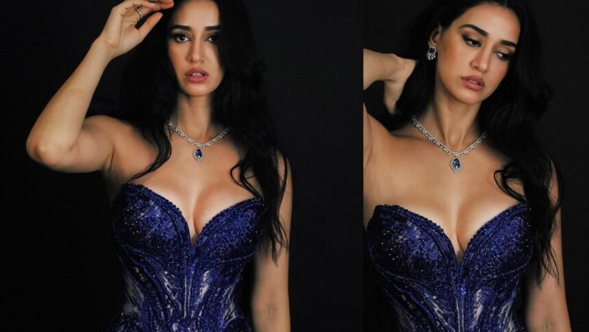 Disha Patani Dazzling Poses in Blue Dress
