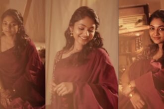 Single Movie Fame Actress Ivana Simple Look in Saree