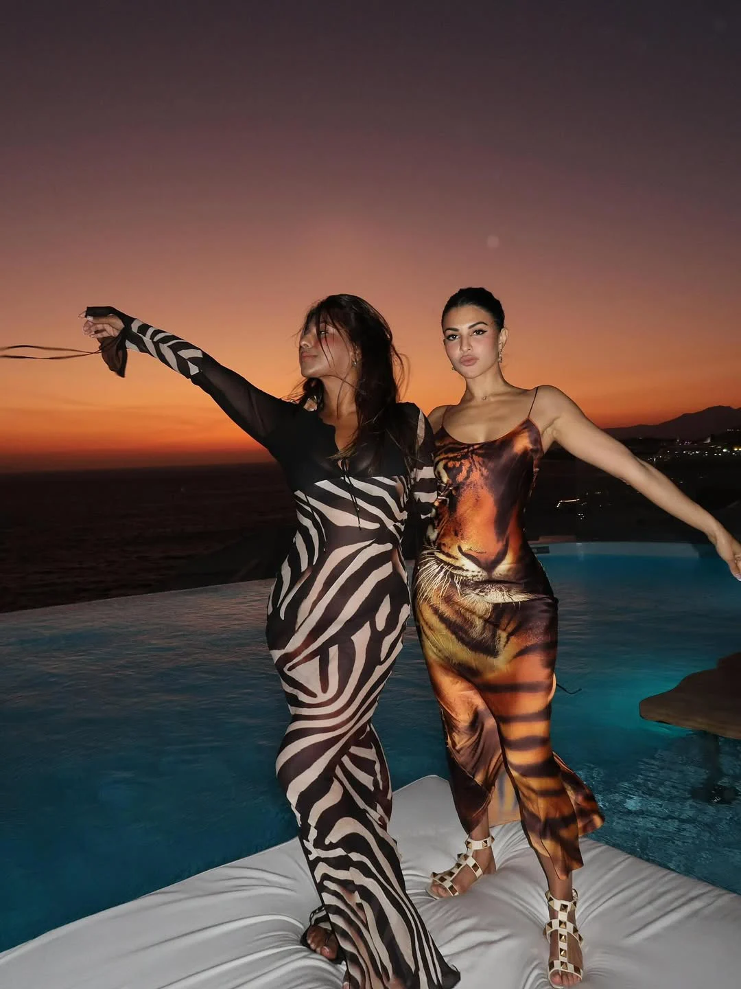 Jacqueline Fernandez Looks in Tiger Design Dress