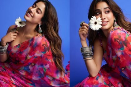 Janhvi Kapoor Cute Smiles in Saree