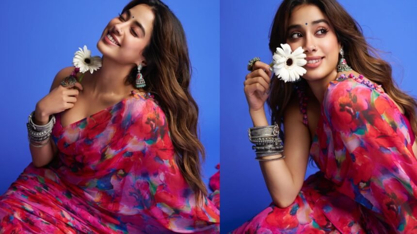 Janhvi Kapoor Cute Smiles in Saree
