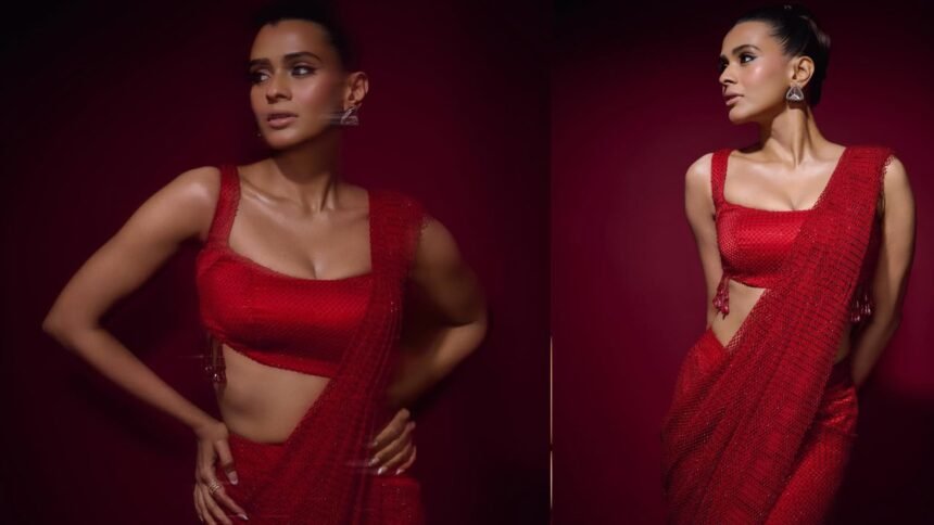 Hebah Patel Stunning Looks in Red Saree