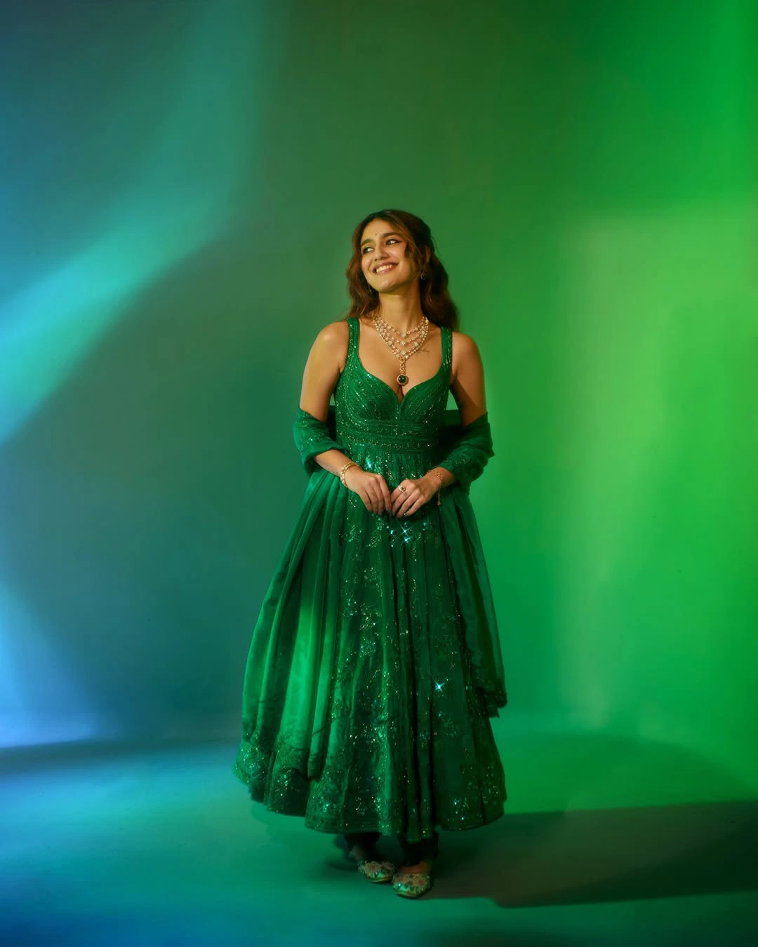 Priya Prakash Varrier Stunning Looks in Green Dress