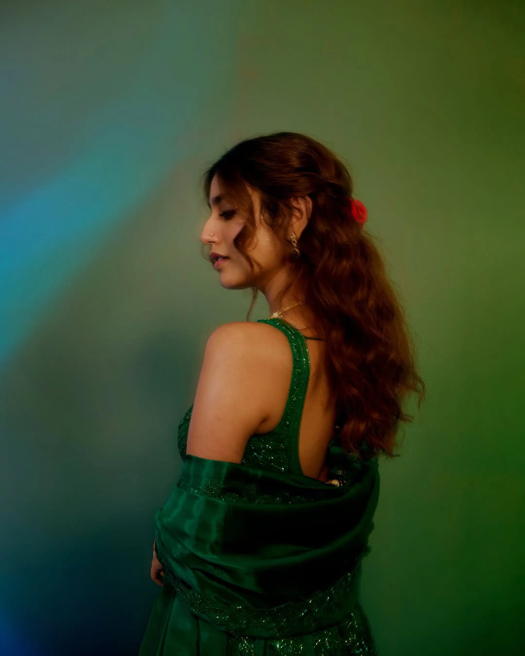 Priya Prakash Varrier Stunning Looks in Green Dress