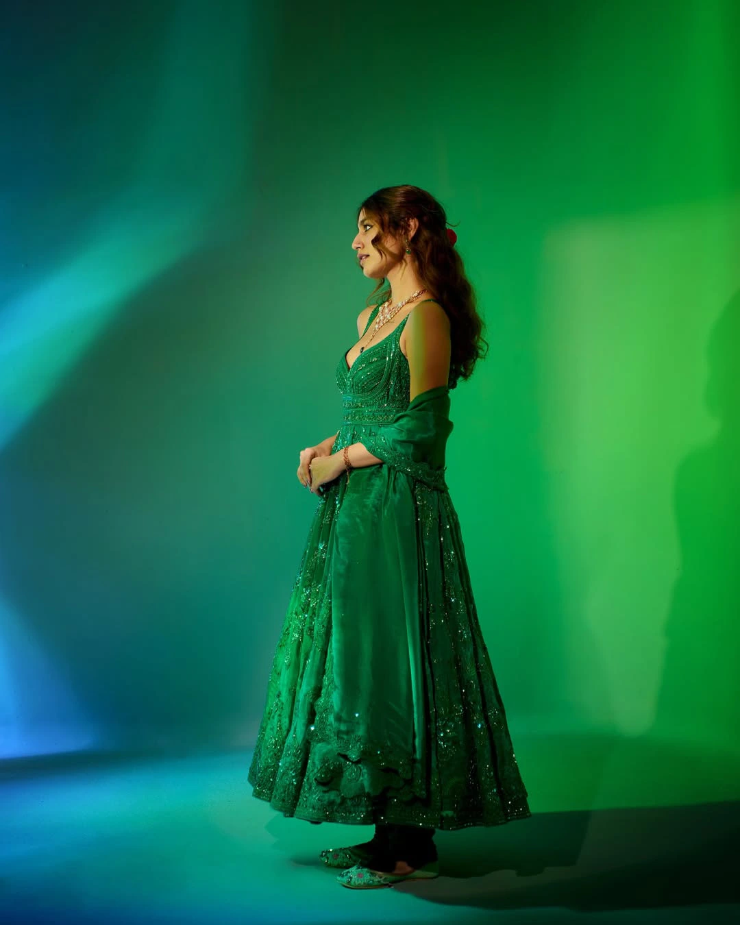 Priya Prakash Varrier Stunning Looks in Green Dress