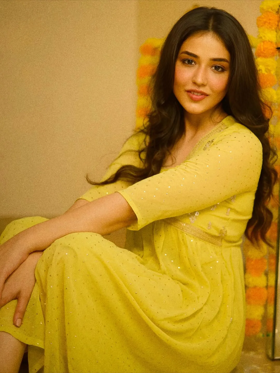 Priyanka Jawalkar Diwali Special Photos in Yellow Dress