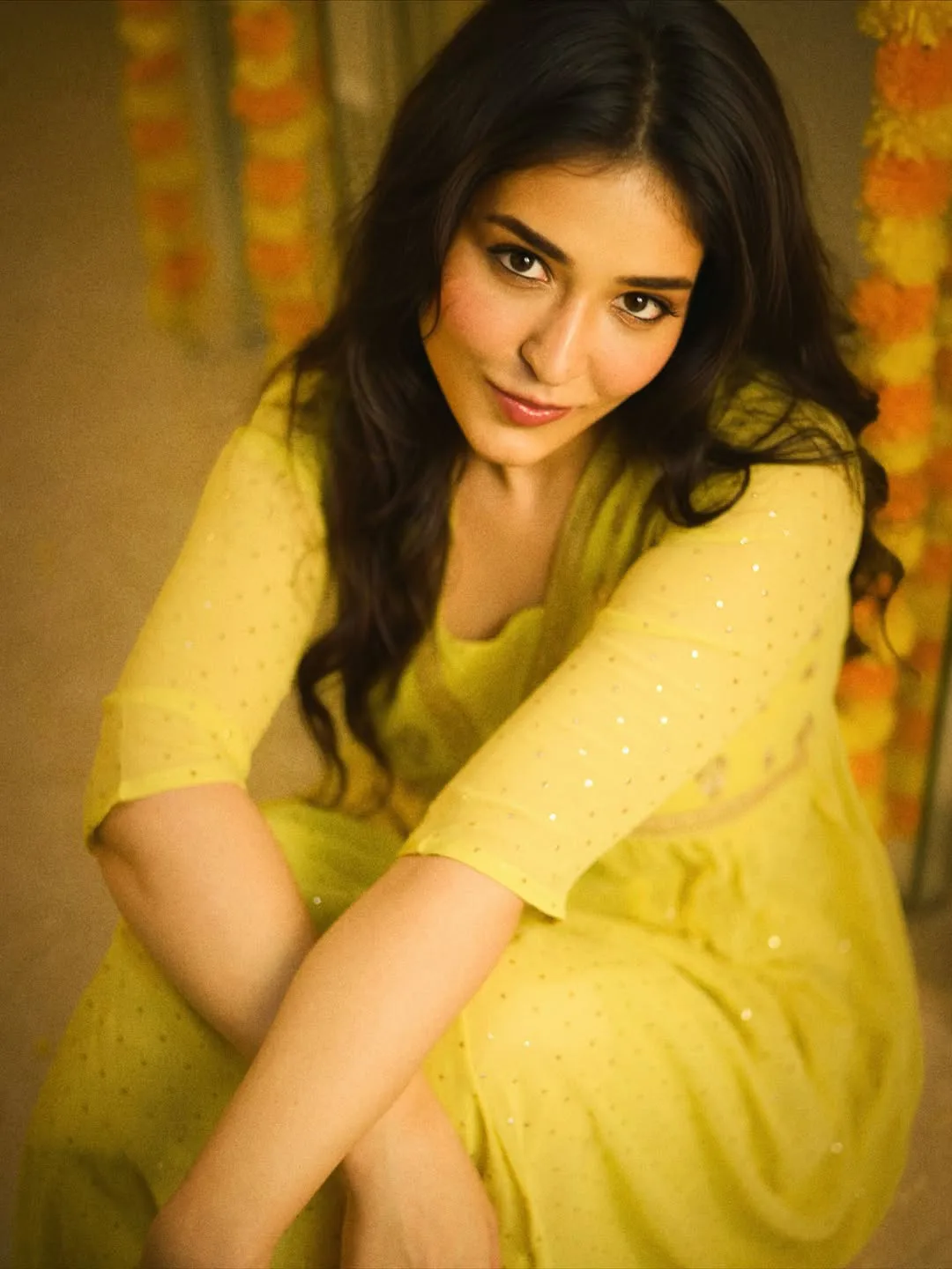 Priyanka Jawalkar Diwali Special Photos in Yellow Dress