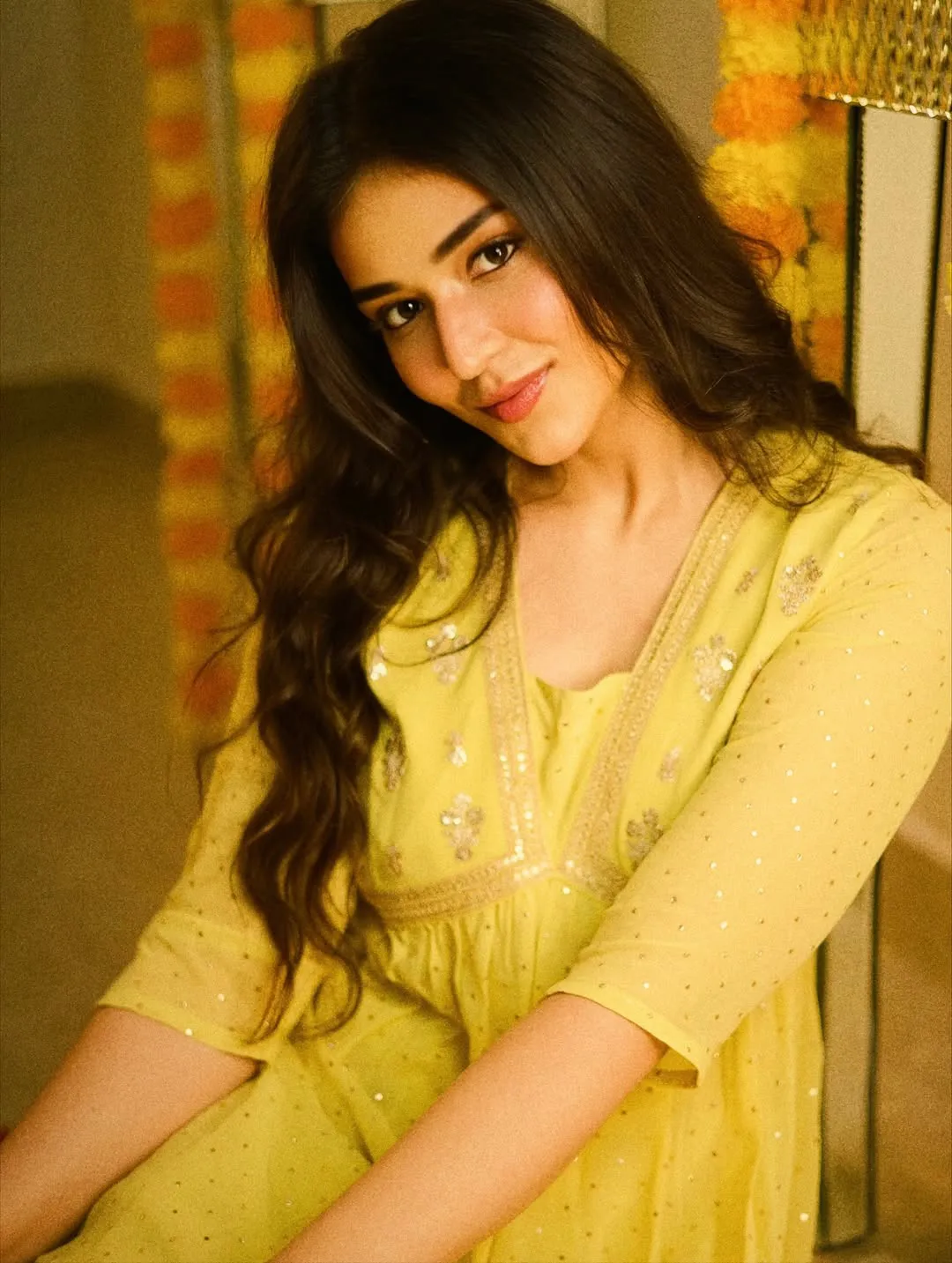 Priyanka Jawalkar Diwali Special Photos in Yellow Dress