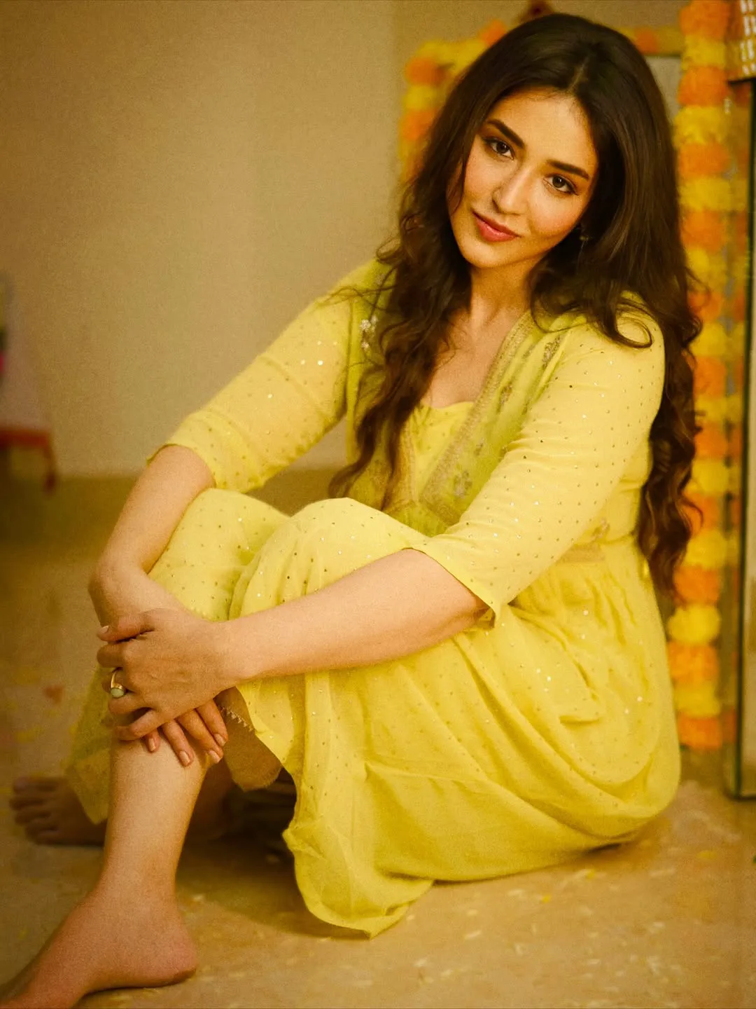Priyanka Jawalkar Diwali Special Photos in Yellow Dress