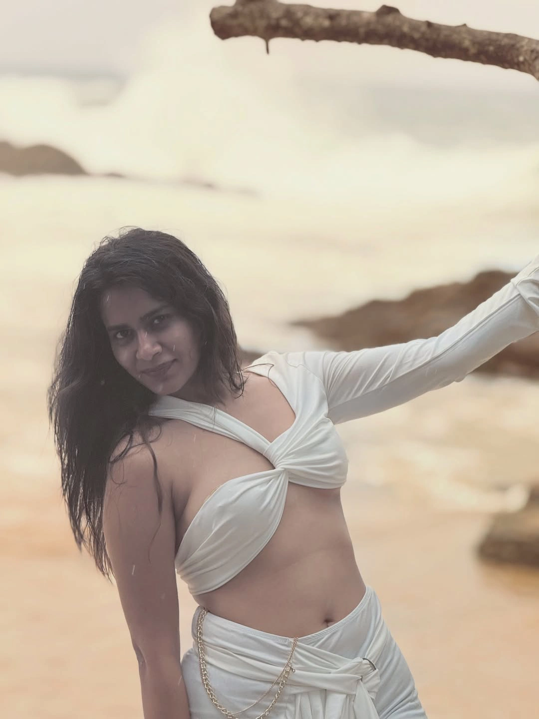 Sahithi Dasari Enjoying Vacation in Beach