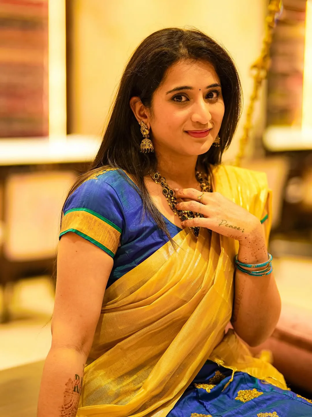 You tuber Viraajita Shines in Half Saree on Diwali