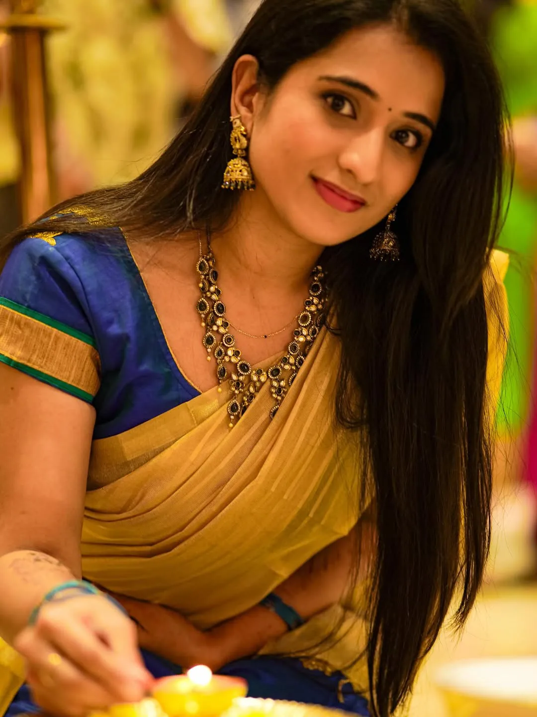 You tuber Viraajita Shines in Half Saree on Diwali