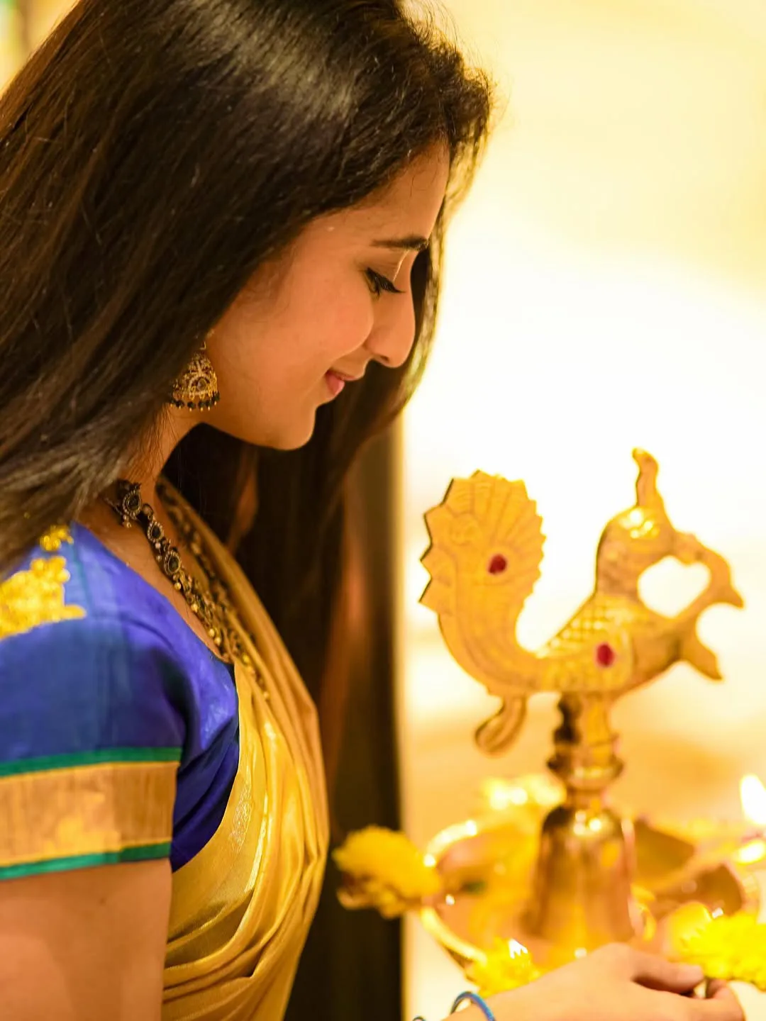 You tuber Viraajita Shines in Half Saree on Diwali