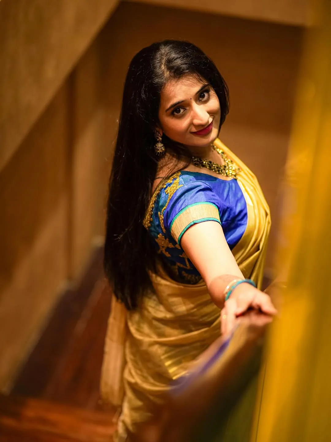 You tuber Viraajita Shines in Half Saree on Diwali