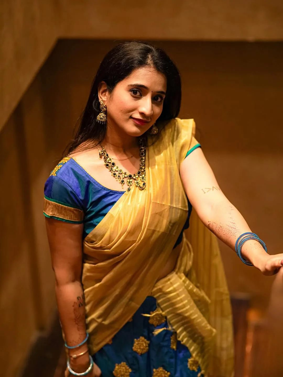 You tuber Viraajita Shines in Half Saree on Diwali