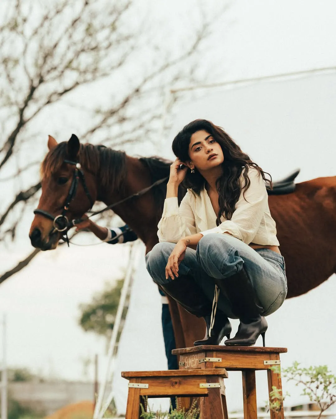 Abhignya Vuthaluru Sizzling Poses with Horse