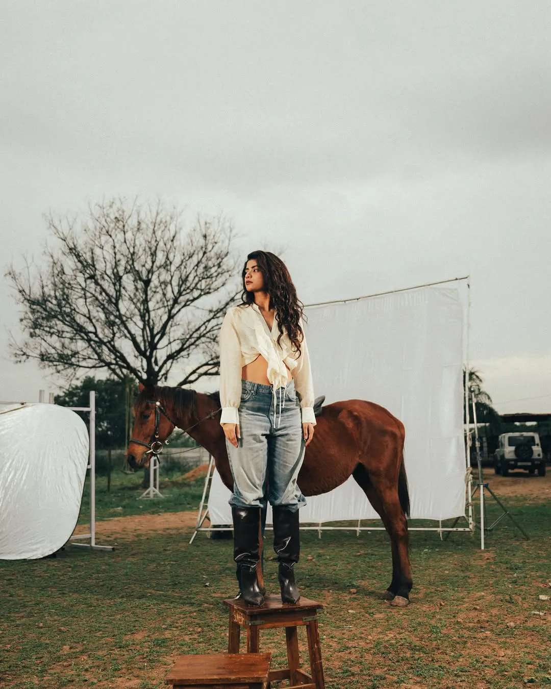 Abhignya Vuthaluru Sizzling Poses with Horse