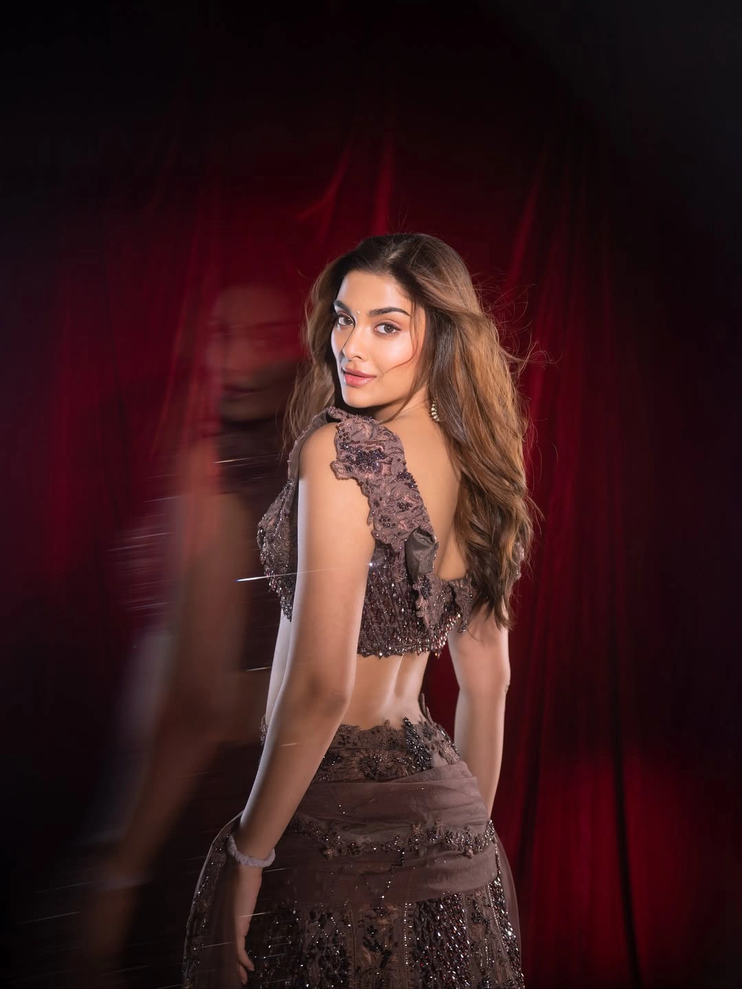 Saiee M Manjrekar Bollywood Actress Beauty in Gaghra Choli Dress