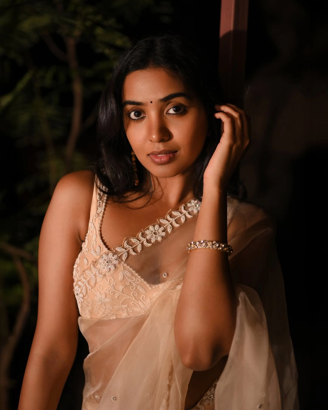 Shivathmika Rajashekar Stunning Looks in White Saree