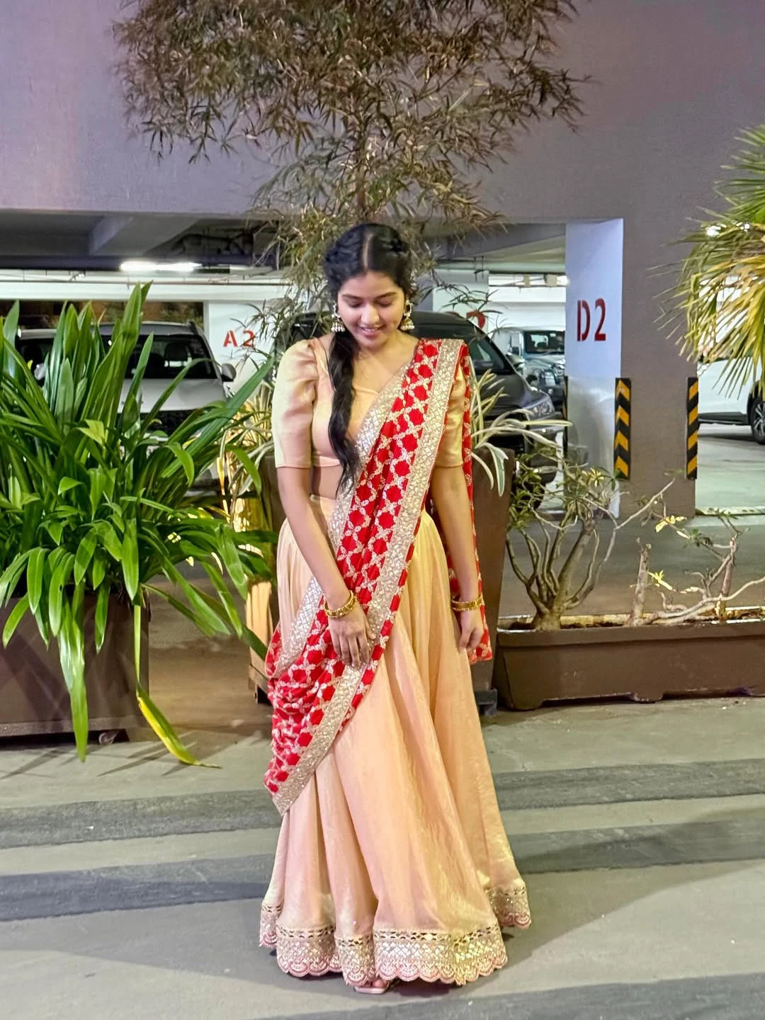 Tejaswi Shines in Half Saree at Raju Weds Rambhai Movie Event