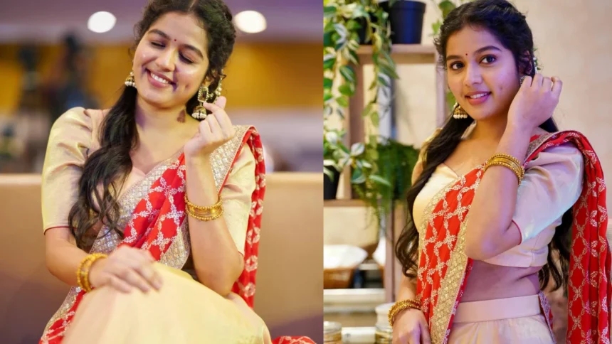 Tejaswi Shines in Half Saree at Raju Weds Rambhai Movie Event