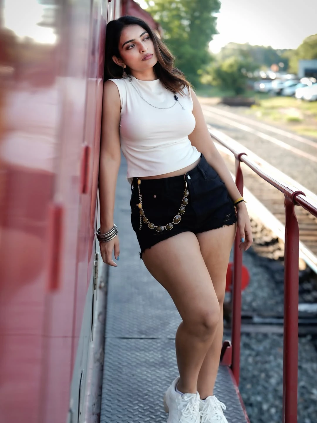 Ananya Nagalla Stunning Looks at Railway Track