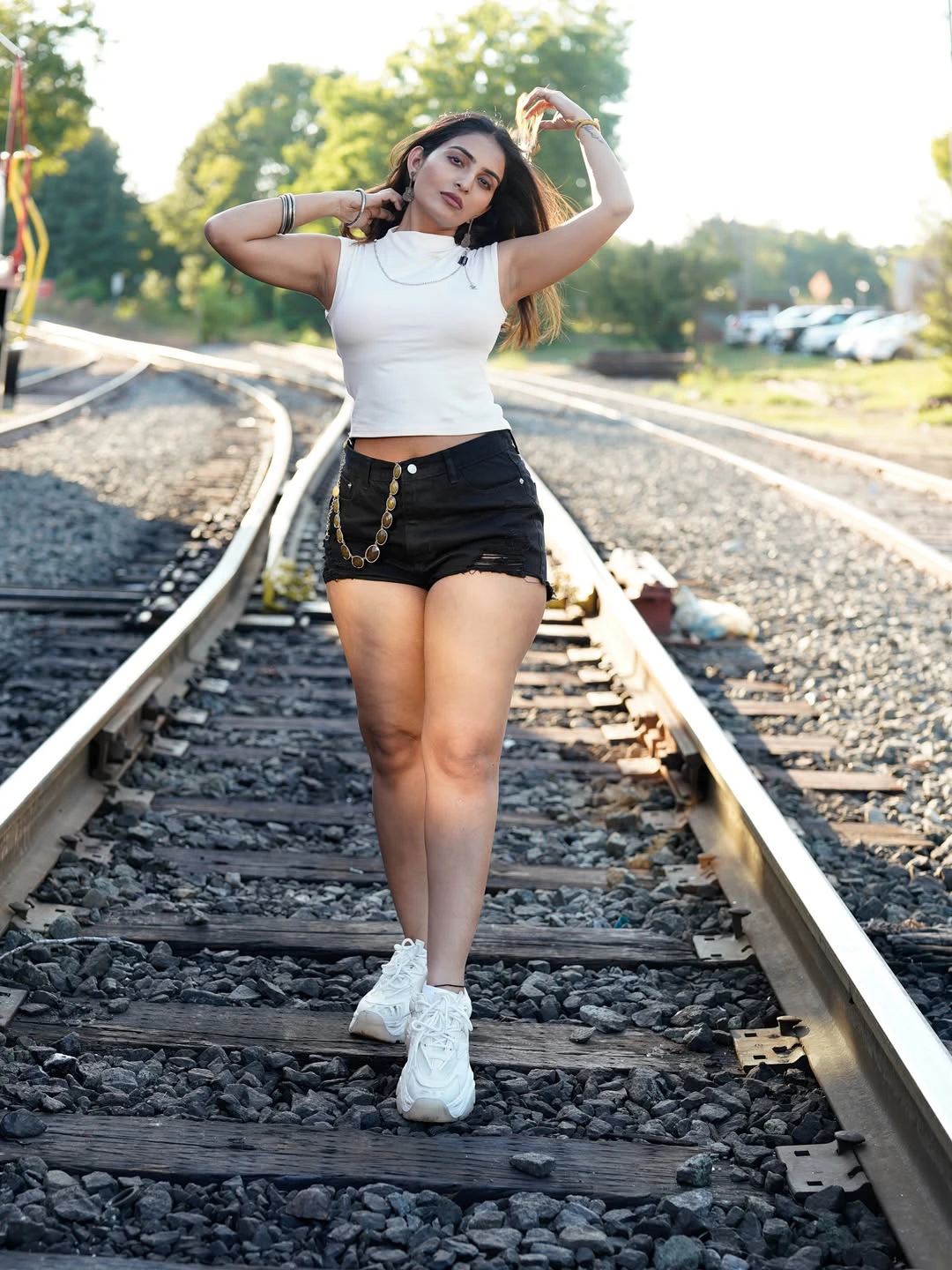 Ananya Nagalla Stunning Looks at Railway Track