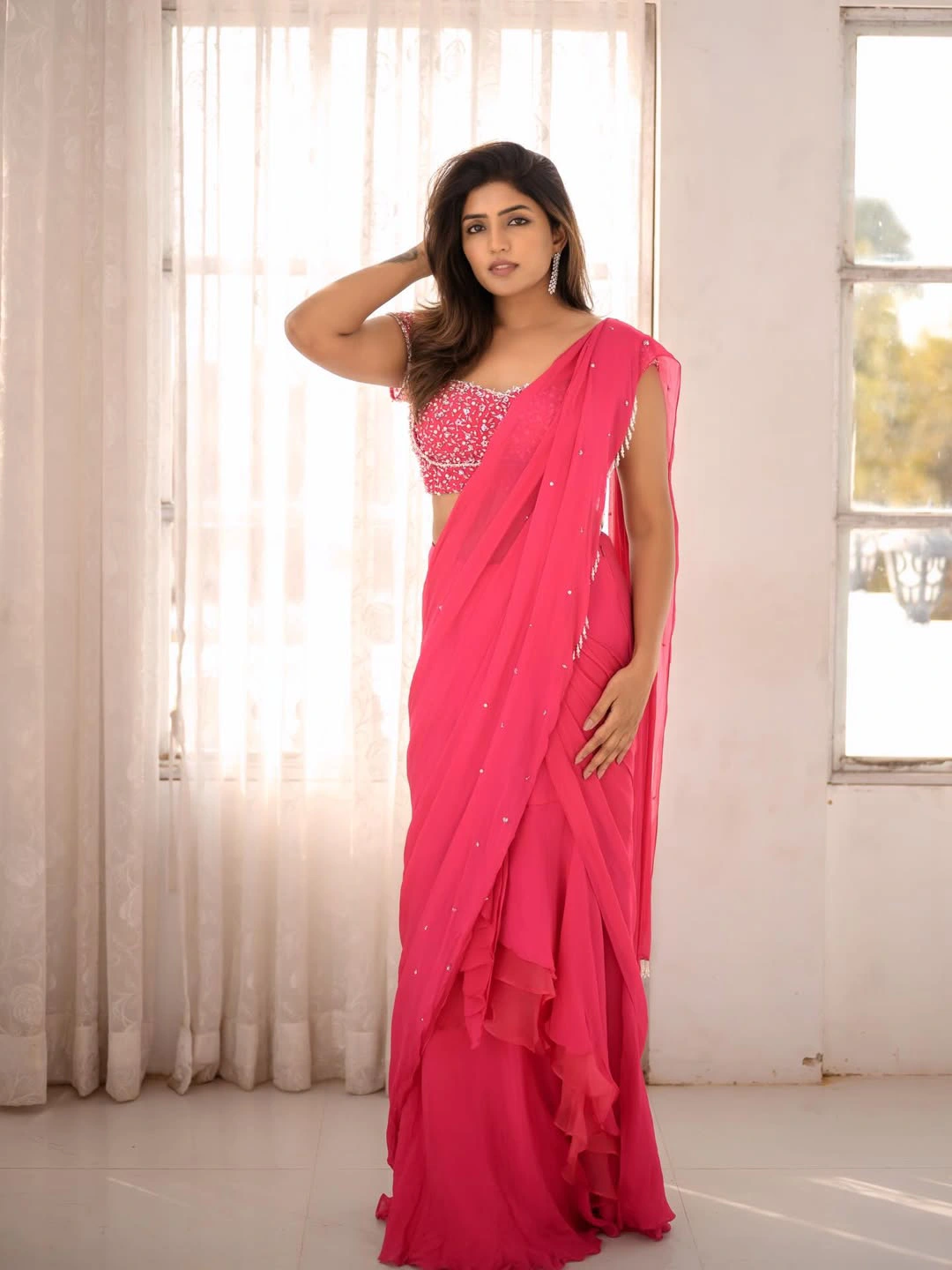Eesha Rebba Shines in Pink Saree